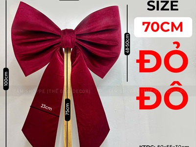 Nơ đỏ vải nhung xịn 2 cánh đuôi xéo dài cỡ lớn [Đứng form - Nhiều cỡ] PK-NO-12